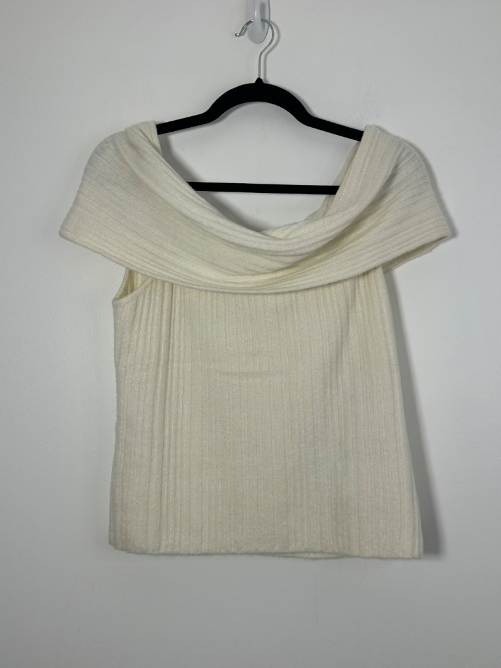 NEW Abercrombie &Fitch Ribbed Foldover Off-The-Shoulder Sweater Top Womens Large - Picture 2 of 9